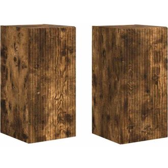 vidaXL TV Wall Cabinet Wall-mounted 2 pcs Smoked Oak 30 x 31 x 60 cm vidaXL