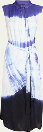 Kobi Halperin Ivria Tie-Dye Sleeveless Midi Wrap Shirtdress