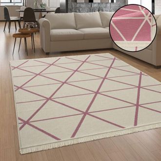 Paco Home Paco Home - Alfombra Salon De Habitacion Se Puede Lavar En La Lavadora Motivo Nordica Boho 160x220 Cm, Pink 2