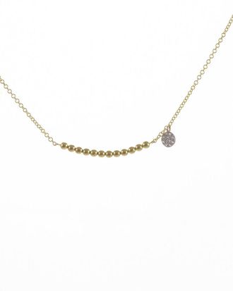 Meira T 14K 0.03 Ct. Tw. Diamond Beaded Bar Necklace