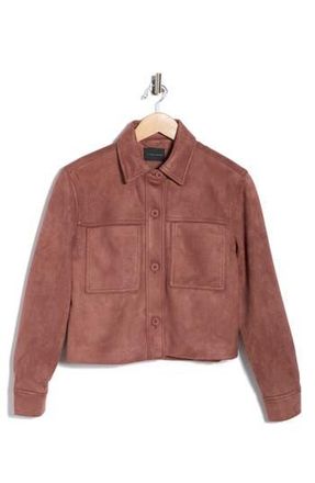 T Tahari Crop Faux Suede Jacket in Dusty Berry at Nordstrom Rack, Size X-Small