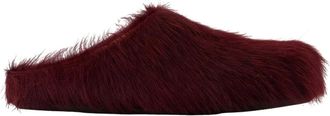 Marni Burgundy Leren Fussbett Mules - Dames - Slip ons - Rood - 37 EU - Leer - Schoenen