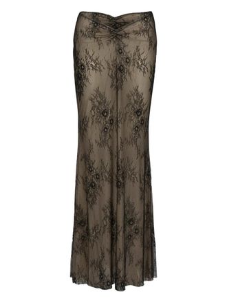 Bananhot Balena lace maxi straight skirt - Zwart