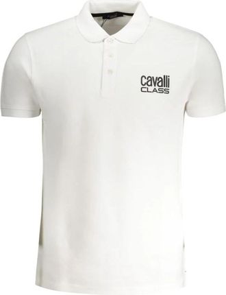 Cavalli Wit Katoenen Poloshirt met Print - Heren - Polos - Wit - XL - Katoen - Tops