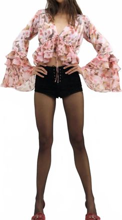 For Love & Lemons Fallen Floral Top In Pink