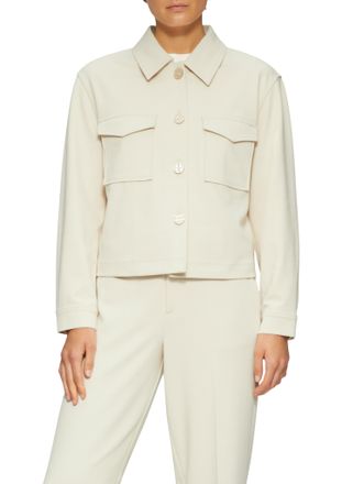 s.Oliver Kurzjacke S.OLIVER, Damen, Gr. 44, beige, Jersey, Obermaterial: 74% Polyester, 22% Viskose, 4% Elasthan. Futter: 100% Polyester, unifarben, relaxed fi