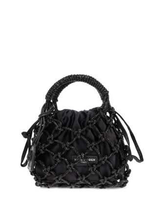 Kurt Geiger small macram&eacute; crystal-embellished tote bag - Black