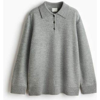 H&M Wool Polo Jumper in Gray Melange at Nordstrom, Size X-Small