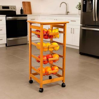 Wanderlust Deco Carro de cocina de madera 37 x 37 x 76h cm