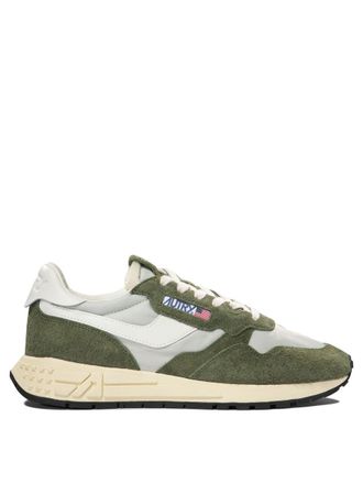 Autry Green And White Suede And Nylon Reelwind Low Sneakers
