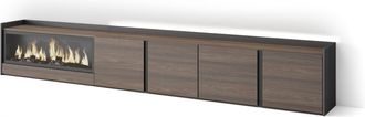 Skraut Home Skraut Home - Mueble Tv, Televisi&oacute;n, Muebles De Sal&oacute;n, Almacenaje, 315x35x50cm, Para Tv Hasta 80, Chimenea El&eacute;ctrica Xxl, Led, Estilo Moderno, Roble O