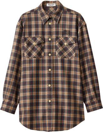 Miu Miu Camicia tartan - Marrone