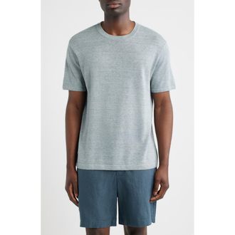 Nordstrom Linen & Cotton Short Sleeve Sweater Tee in Blue Spruce Heather at Nordstrom, Size Xxx-Large
