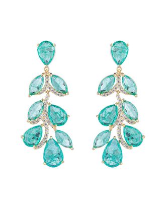 Eyecandy LA Eye Candy La Luxe Collection Green Leaf Cubic Zirconia Crystal Dangle Earrings