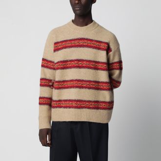 Dries Van Noten Beige striped wool-blend sweater