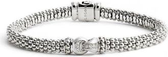 Lagos Diamond & Caviar Rope Bracelet in Silver at Nordstrom, Size Medium