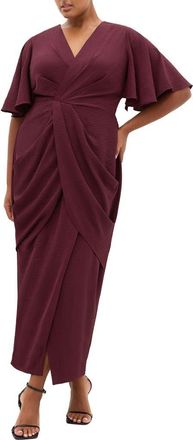 City Chic Braelynn High-Low Maxi Dress in Dark Cherry at Nordstrom, Size Xxs