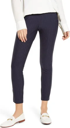 Hue Pinstripe Ponte Skimmer Leggings in Navy at Nordstrom, Size 3X