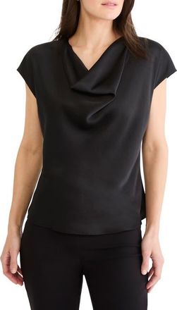 Nic+Zoe Day Gloss Drape Neck Top in Black Onyx at Nordstrom, Size X-Large