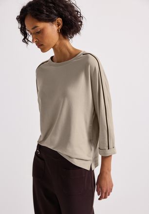 Street One 3/4-Arm-Shirt STREET ONE, Damen, Gr. 36, beige (morning beige), Jersey, Obermaterial: 48% Baumwolle, 48% Modal, 4% Elasthan, unifarben, regular fit no