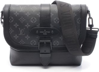 Louis Vuitton Black Coated Canvas Leather Handbag Shoulder Bag (Pre-Owned)