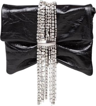 Jimmy Choo London Zandra Clutch Bag In Black Metallic Leather