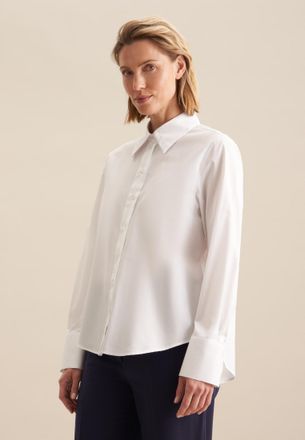 Seidensticker Hemdbluse SEIDENSTICKER Schwarze Rose, Damen, Gr. XXL44, weiss (wei&szlig;), 100% Baumwolle, unifarben, regular fit, ohne Ausschnitt, Blusen Hemdbluse, 1/1 