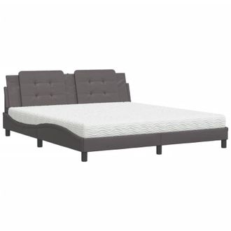 vidaXL Cama Con Colch&oacute;n Zadar Cuero Sint&eacute;tico Gris 180x200 Cm Vidaxl