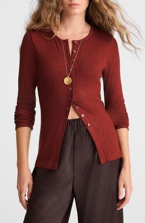 Madewell Textural Cutaway Crewneck Cardigan in Deep Redwood at Nordstrom Rack, Size Xx-Large