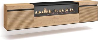 Skraut Home Skraut Home - Mueble Tv, Televisi&oacute;n, Muebles De Sal&oacute;n, Almacenaje, 200x45x35cm, Para Tv Hasta 80, Chimenea El&eacute;ctrica, Colgado, Suspendido, Estilo Mode