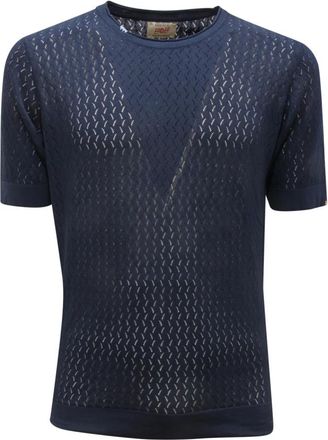 Bob Bob, Round-neck Knitwear, male, Blue, Size: 2XL Waves Perforated Knit