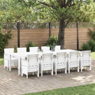 vidaXL Conjunto De Comedor De Jard&iacute;n 11 Pcs Blanco Rat&aacute;n Y Acero Vidaxl