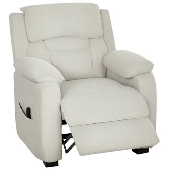 Mauro Ferretti Poltrona Reclinabile 150&deg; Effetto Velluto Con Poggiapiedi, Telecomando E Tasca Laterale, 96x90x103 Cm, Beige