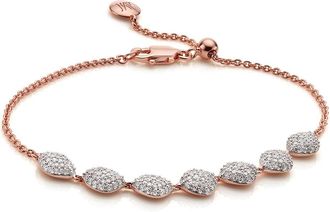 Monica Vinader Rose Gold Nura Teardrop Link Bracelet Diamond