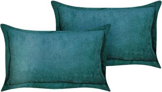 Beliani Beliani - Conjunto De 2 Cojines De Pana Verde Azulado 47 X 27 Cm Sala De Estar Zinnia