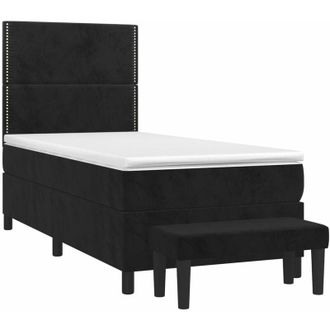 vidaXL Vidaxl - Cama Box Spring Con Colch&oacute;n Terciopelo Negro 80x200 Cm
