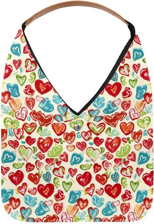 Generic Hearts Love Colorful Pattern Reusable Lightweight Grocery Bags - Foldable Into Compact Pouch, Washable & Sturdy, Multipurpose for Shopping and Travel