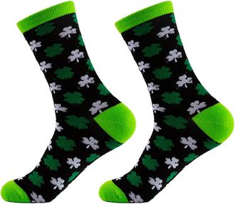 Generic St Patricks Day Socks Irish Green Prints Stockings St Patricks Day Accessories Irish Costume Long Socks for Women Men Sweat-Absorbent and Breathable, 