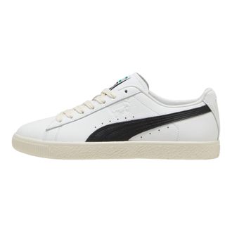 Puma Clyde Sneaker in White/Black Leather Men