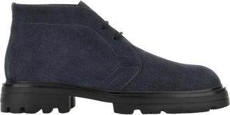 Hogan H673 Enkellaarsjes - Heren - Veterlaarzen - Blauw - 44 EU - Leer - Schoenen