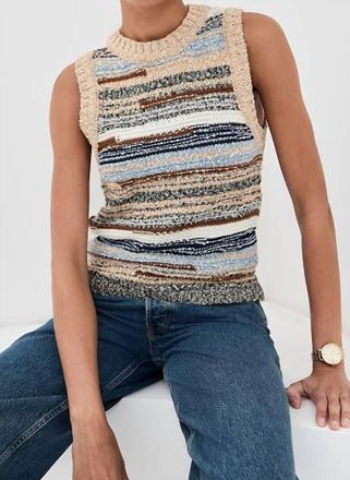 Veronica Beard Cropped Jerrel Knit Tank In Whisky Multi