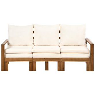 Beliani Beliani - Banco De Jard&iacute;n R&uacute;stico De Madera De Acacia 190 Cm Sof&aacute; Convertible Multifuncional Para Exterior Con Cojines Beige Claro Y Marr&oacute;n Isolello