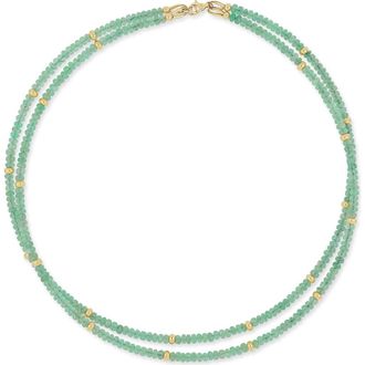 Bony Levy 14K Iris Emerald Beaded Tennis Necklace in 14Ky Gold at Nordstrom, Size 16