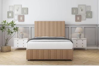 Comfort Beds Lorenzo Dumfries Divan Set 2 Drawers-54 Headboard-Footboard in Light Brown | Size: King