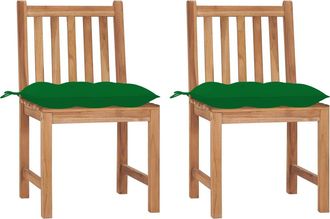 vidaXL Sillas De Jard&iacute;n 2 Unidades Madera Maciza De Teca Con Cojines Vidaxl