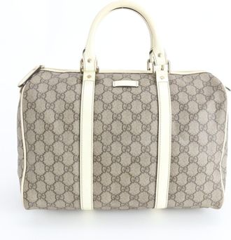 Gucci Beige Ivory Leather Coated Canvas Handbag Tote Bag (Pre-Owned)