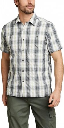 Eddie Bauer Plaid Short Sleeve Rainier Upf 50+ Shirt In Silver