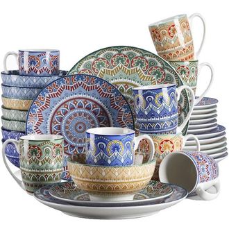 OEM Juego De Vajilla De Porcelana Con Estampado De Mandala Bohemio, Color Turquesa