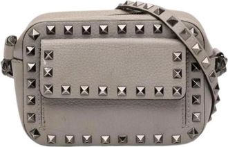 Valentino Pre-owned Rockstud Crossbody Bag - Dames - Vintage Schoudertas - Grijs - ONE Size - Leer - Vintage