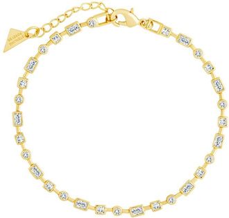 Sterling Forever 14K Cz Camden Staggered Tennis Bracelet